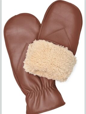 Size XL Brown Soft Leather Mittens Mens Breathable Gloves Mitts Hand Warmer